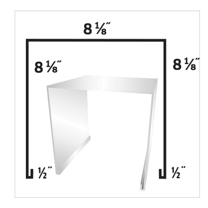 Diagram of a U-shaped acrylic sign holder with dimensions: 8 ⅛