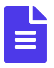 Google Forms icon: Blue document with three horizontal lines and a folded corner.