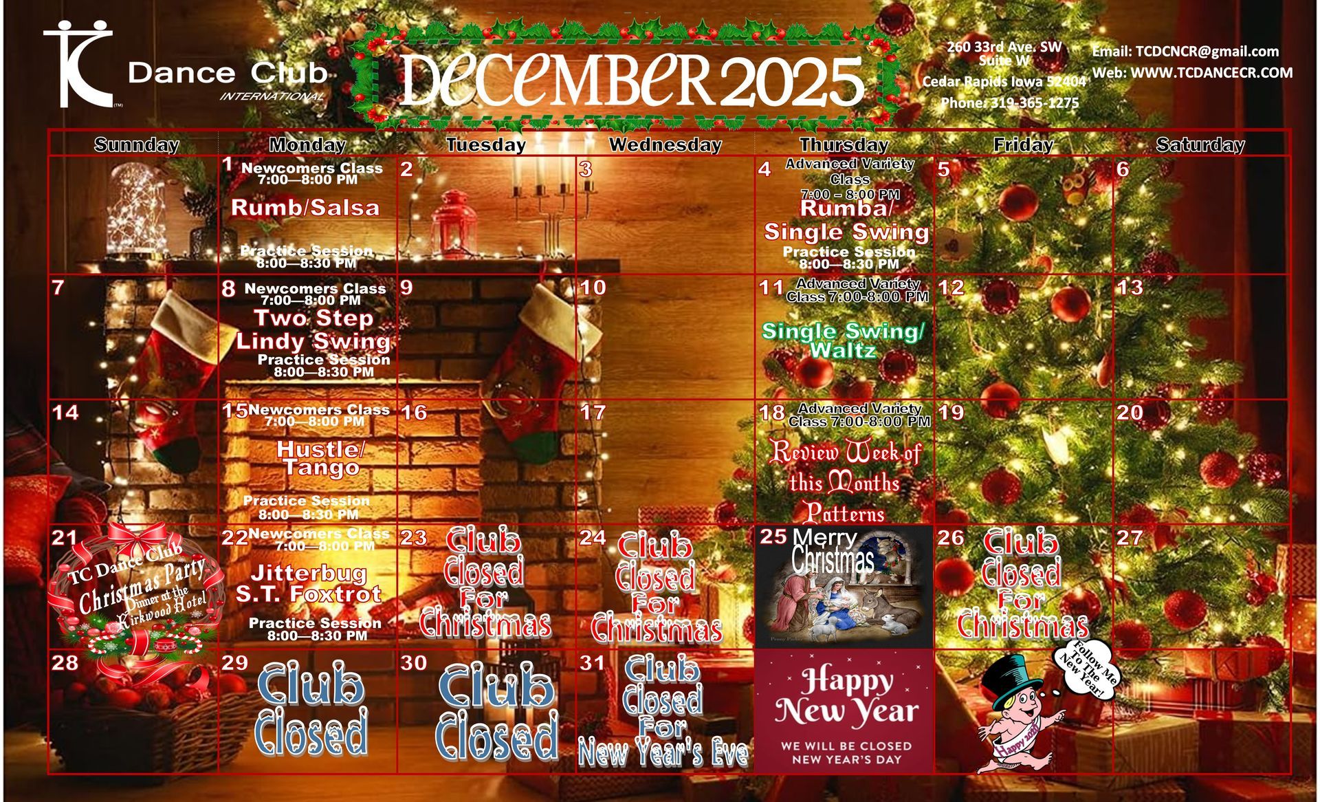 A calendar for the dance club for November 2025 A calendar for the dance club for November 2025