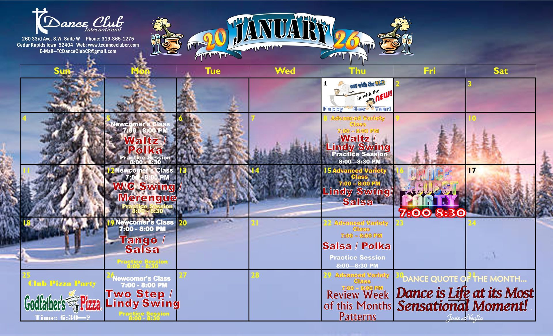 A calendar for the dance club for November 2025 A calendar for the dance club for November 2025