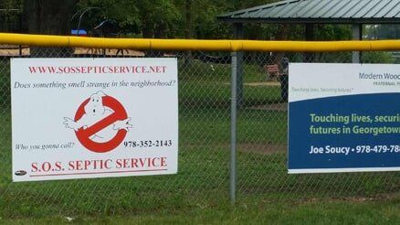 Stink Busters sign | SOS Septic Service | Georgetown, MA