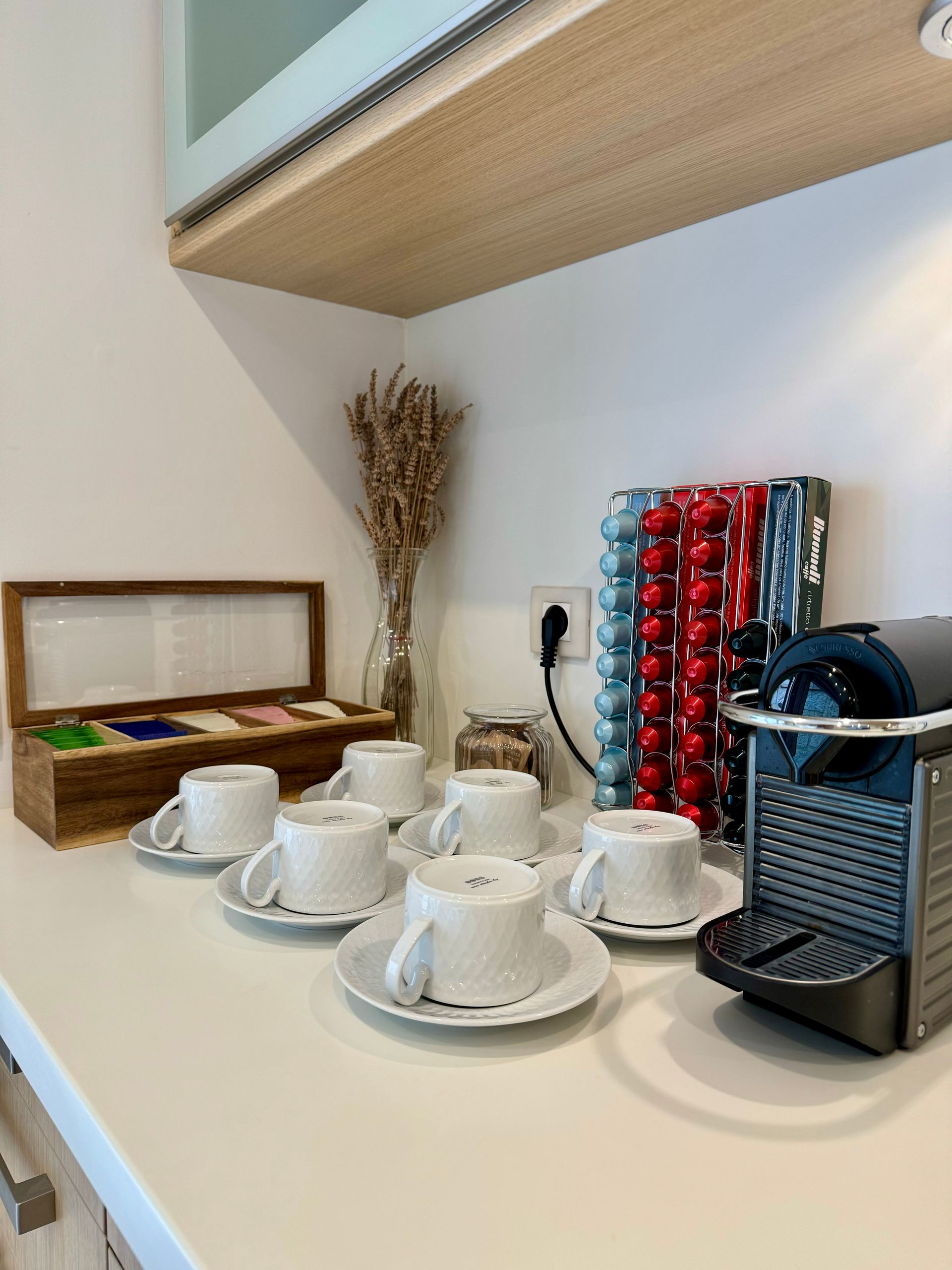 Coffee and tea corner in the kitchen space