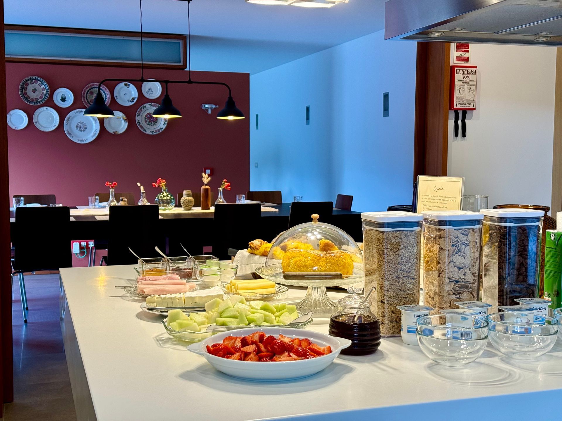 Breakfast buffet in the kitchen space