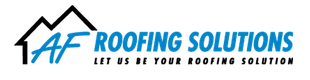 ATF Roofing Solutions logo with blue text and stylized roof icon, tagline &ldquo;Let us be your roofing solution&rdquo;