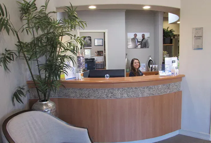 Del Mar Dental Arts reception desk.