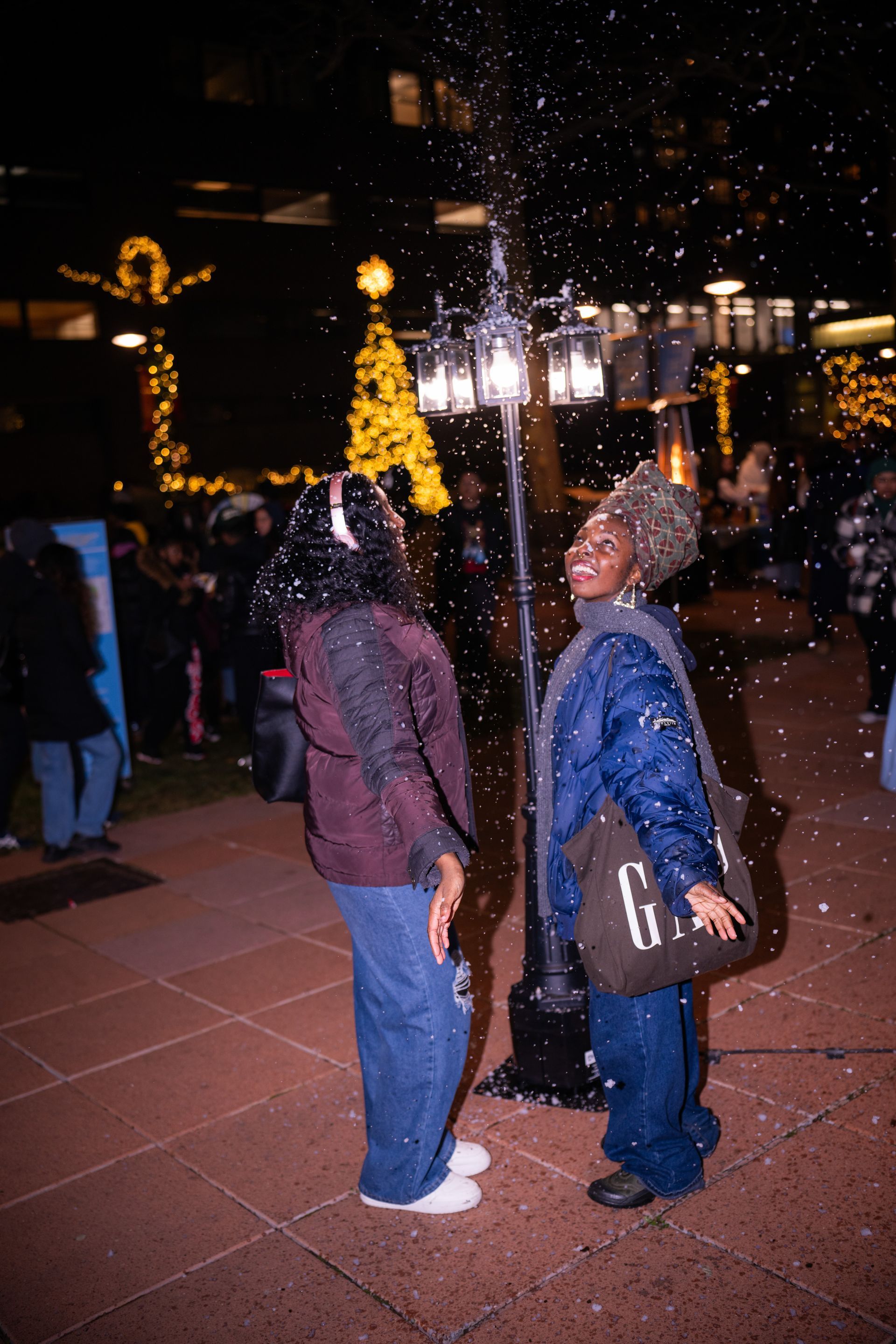 Mitzvah girls with Custom LED Gobo and fake snow effects