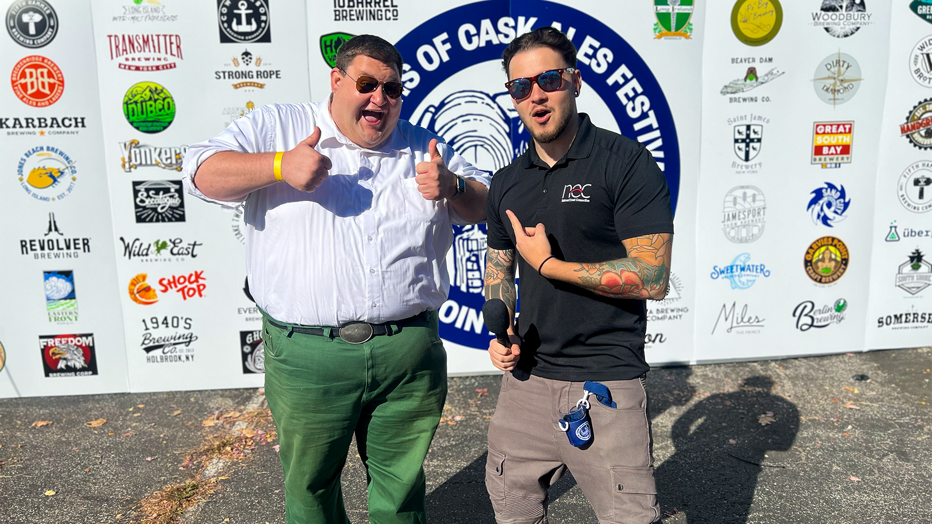 Real Life Peter Griffin Rob Franzese in front of Festival Backdrop