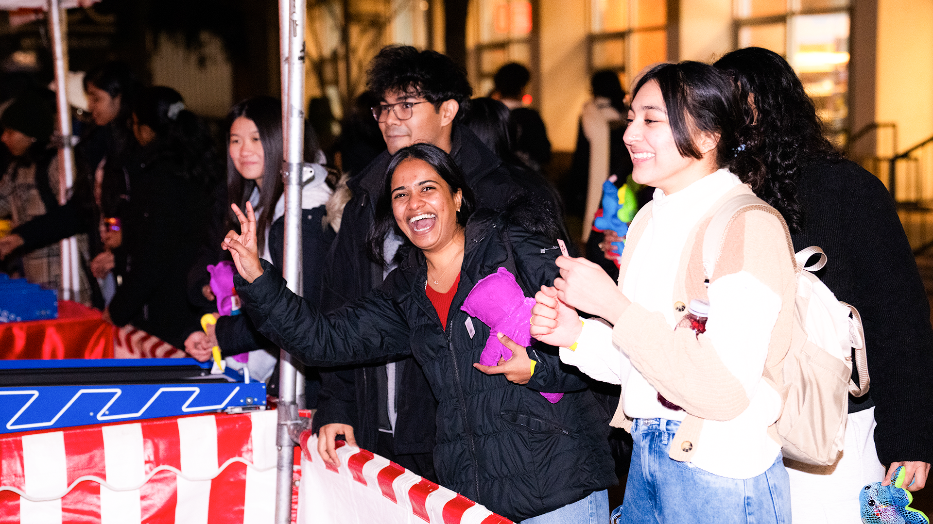 Students having fun at a university carnival