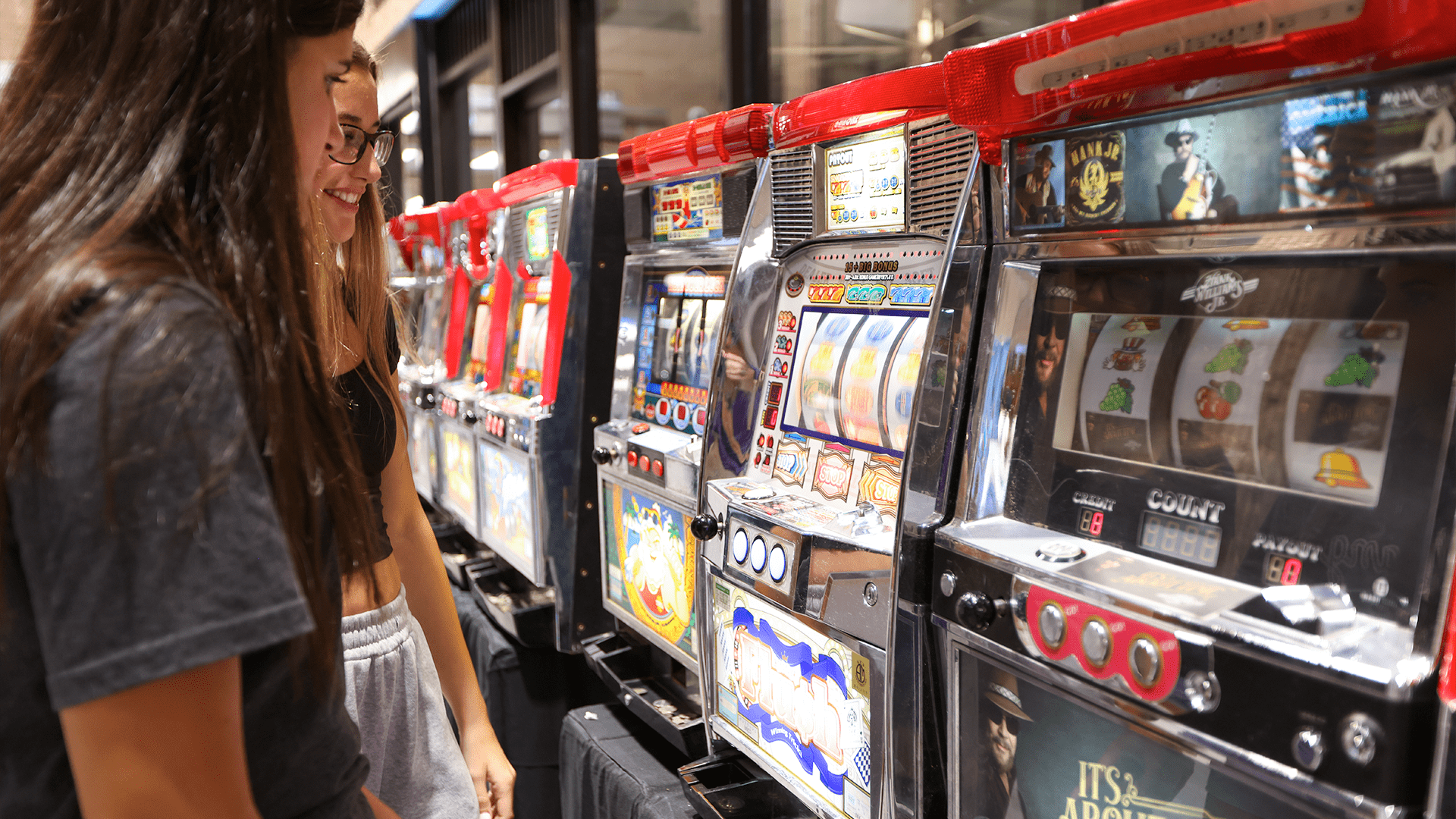 Students using slot machines