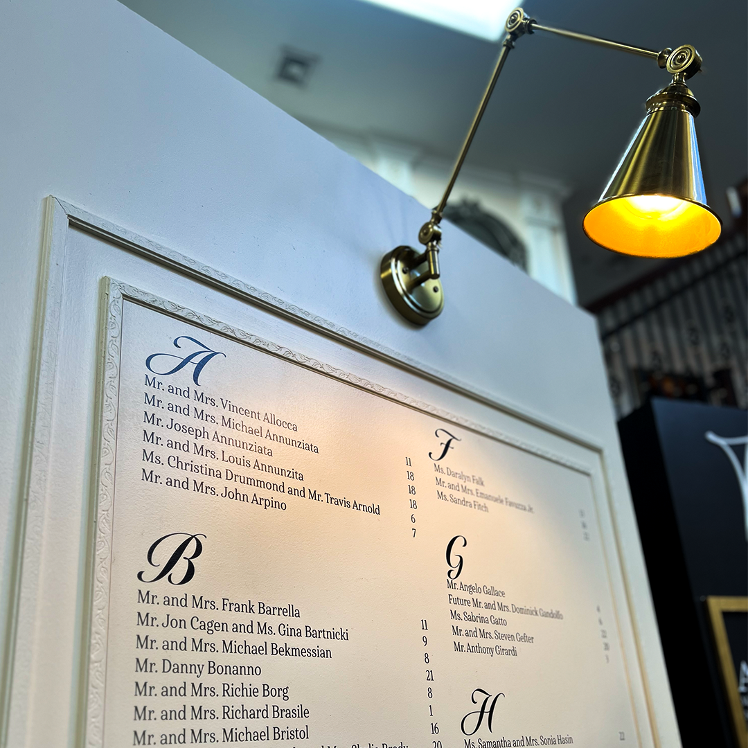 Custom wedding seating chart