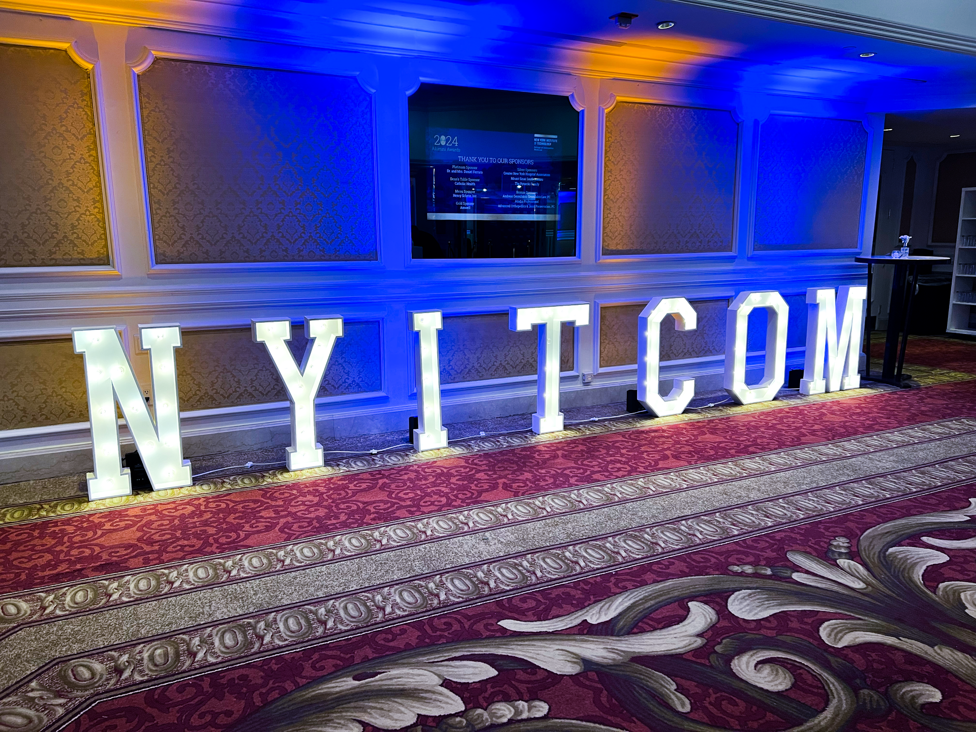 Custom NYIT light up marquee letters