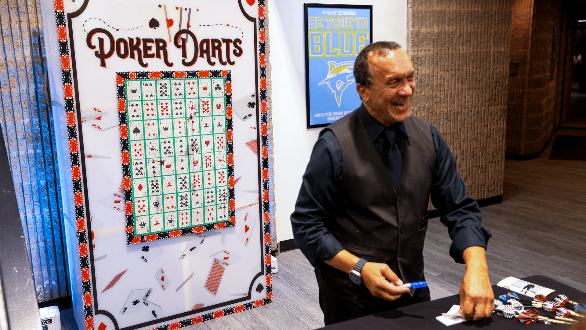 Custom Poker Darts Game with an Attendant