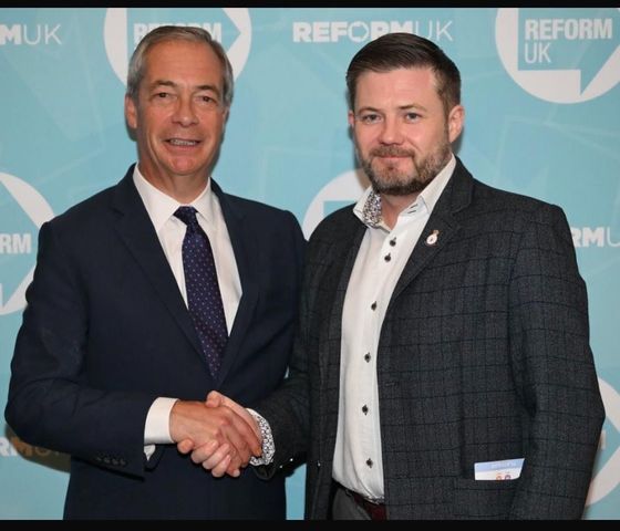 Nigel Farage MP with Steve Kelly Chairman of Ladywood branch of Reform UK