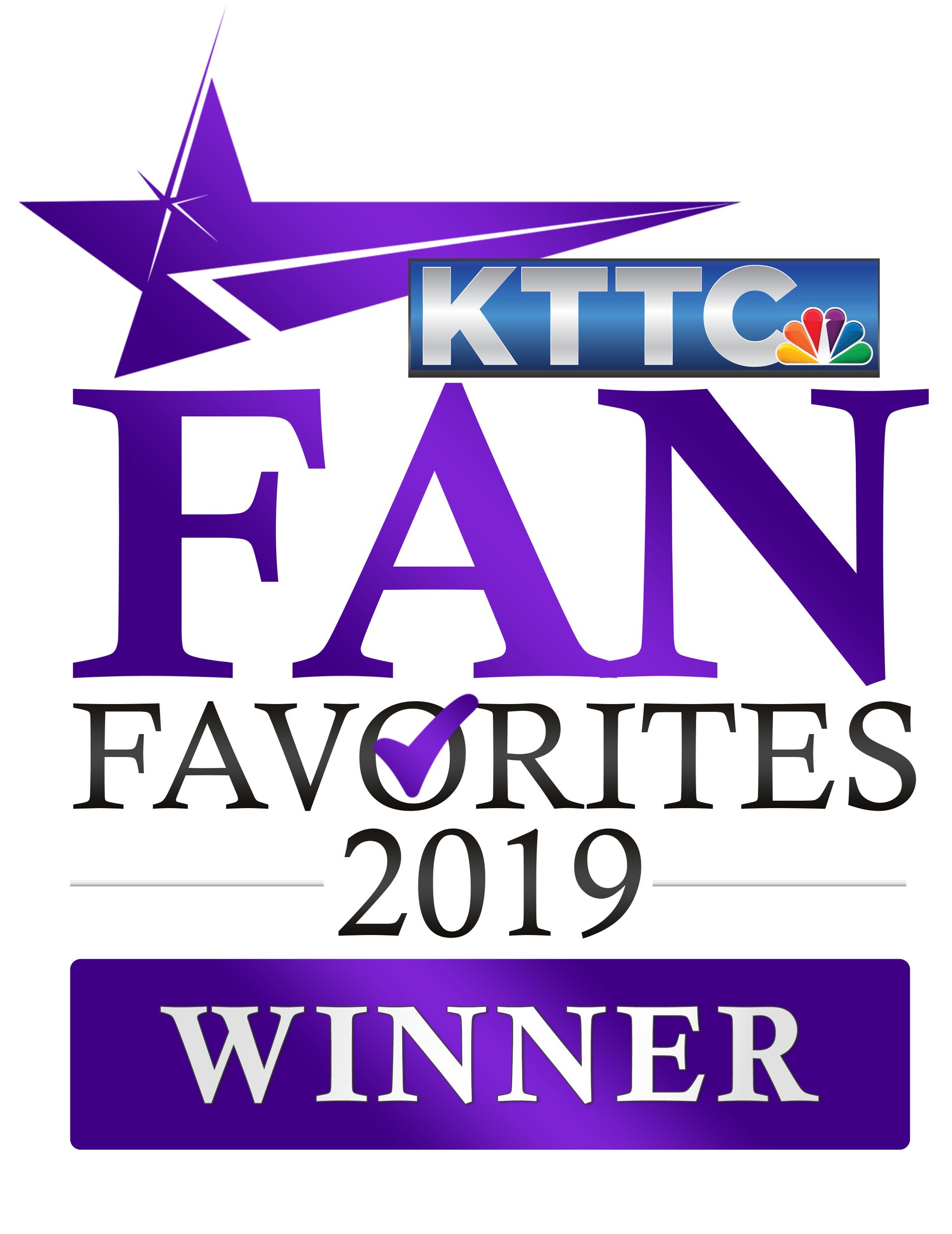 A purple logo that says fan favorites 2019 winner