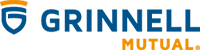 The grinnell mutual logo is blue and orange on a white background.
