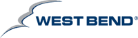 The west bend logo is a blue and white logo with a bird on it.