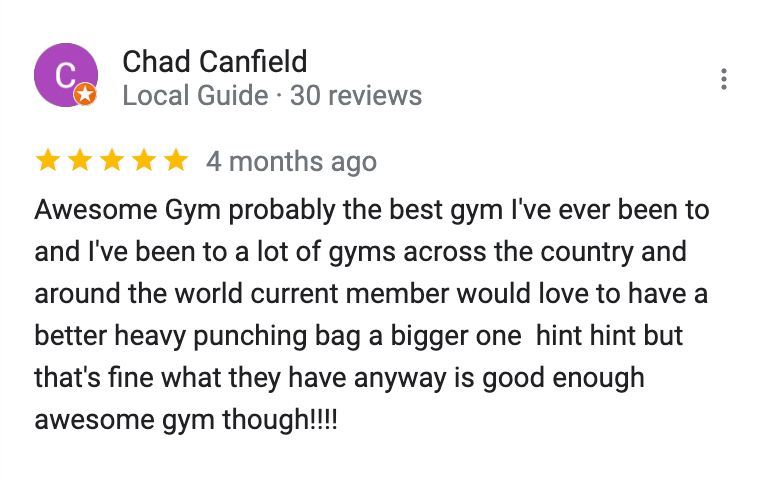 A google review for chad canfield local guide 30 reviews