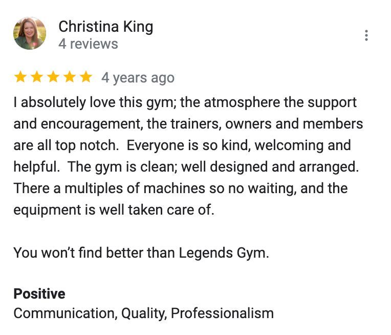 A review of a gym by christina king