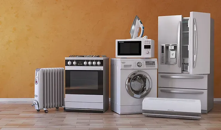 There are many different types of appliances in this room.