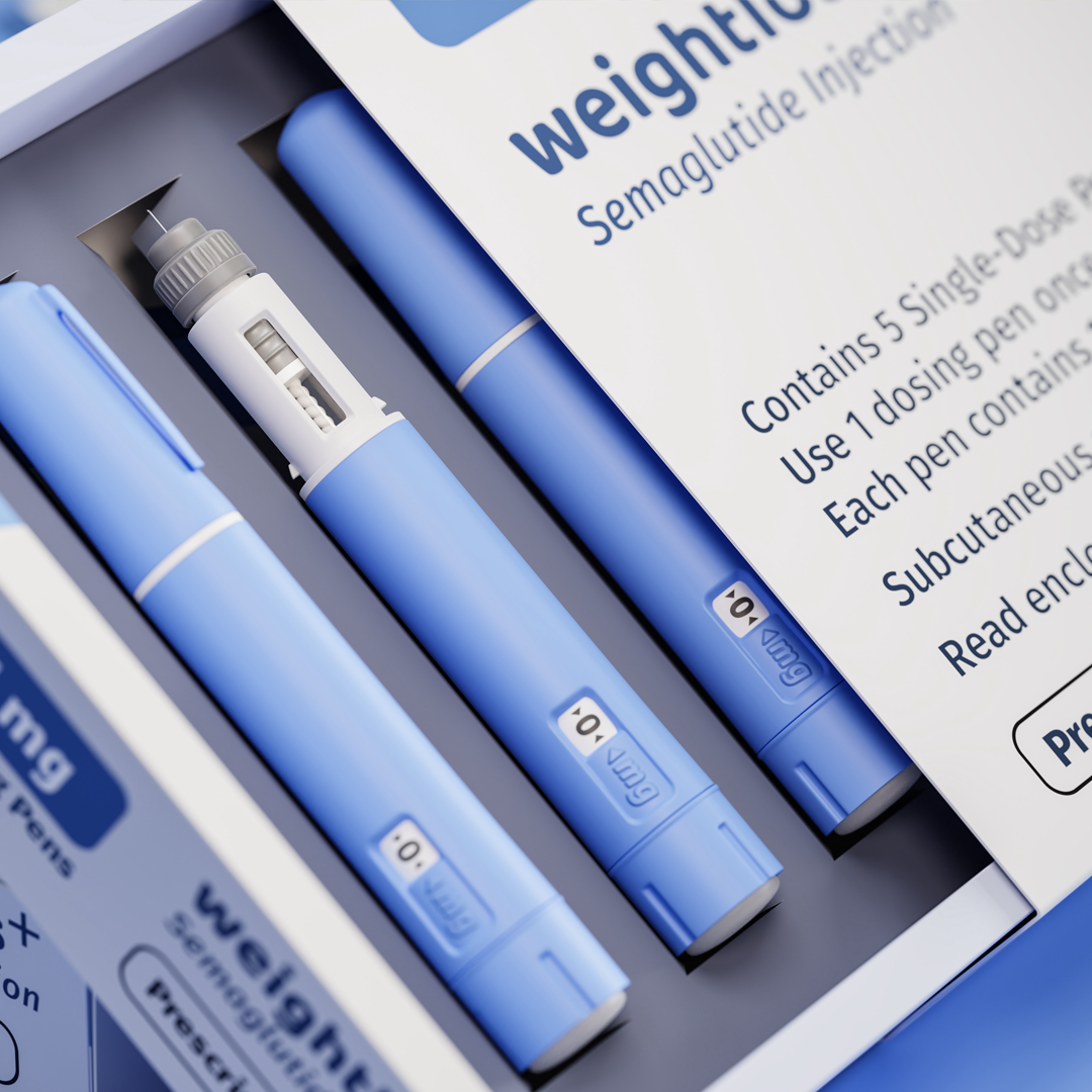 A box of weightless semaglutide injections