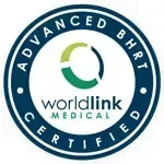 The logo for worldlink medical is advanced bhrt certified.