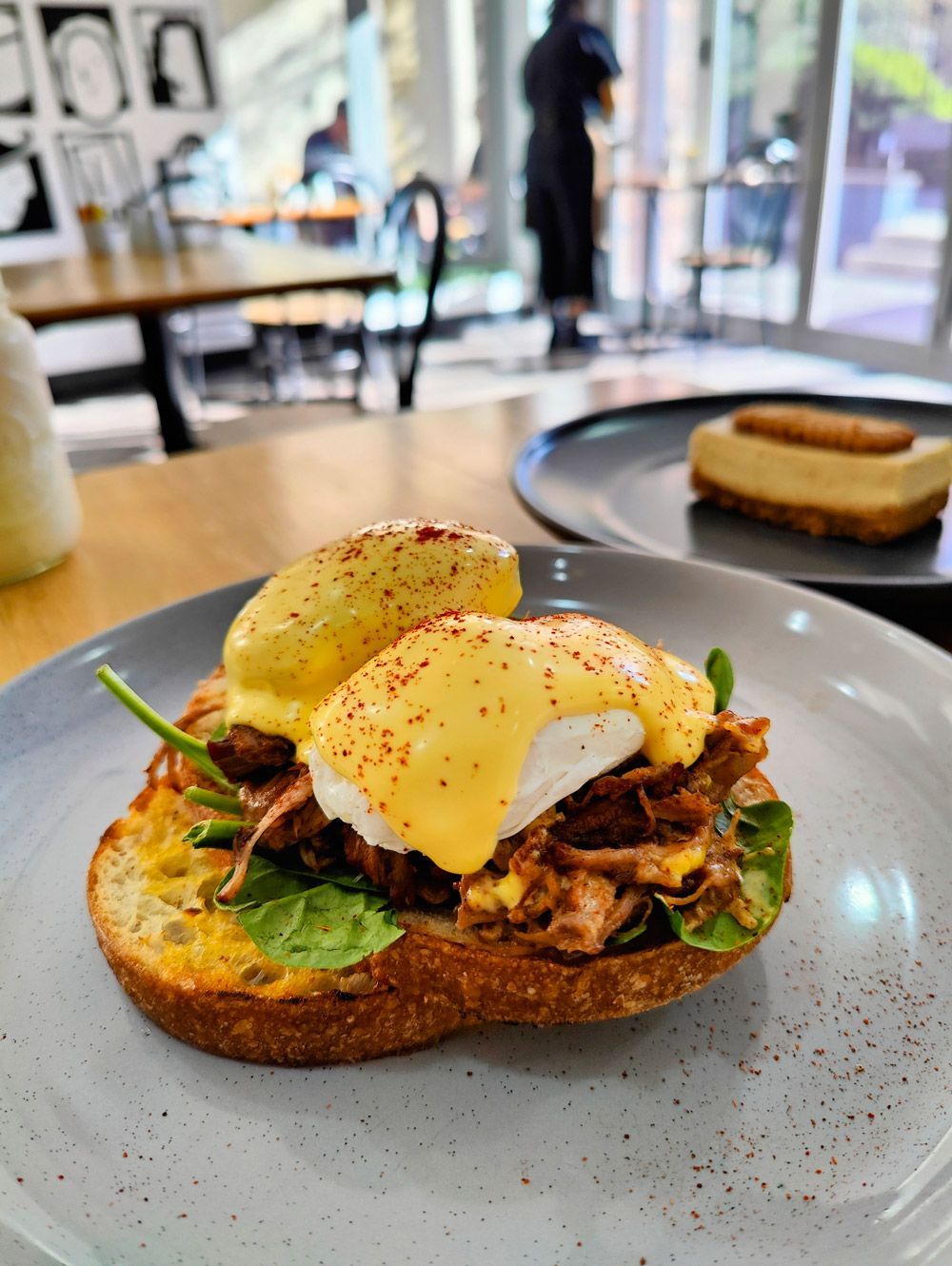 A close up of a plate of food on a table.