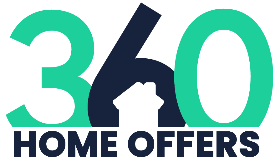 A logo for 360 home offers with a house in the middle.