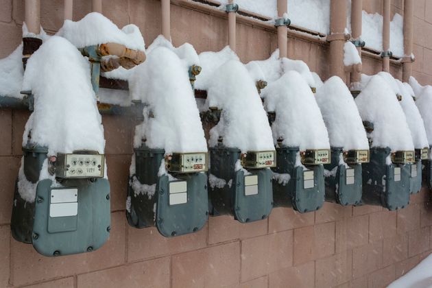 Gas meters in the snow