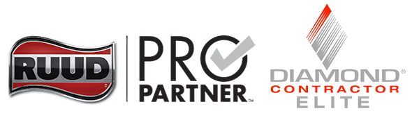Logos for Ruud Pro Partner and Diamond Contractor Elite.