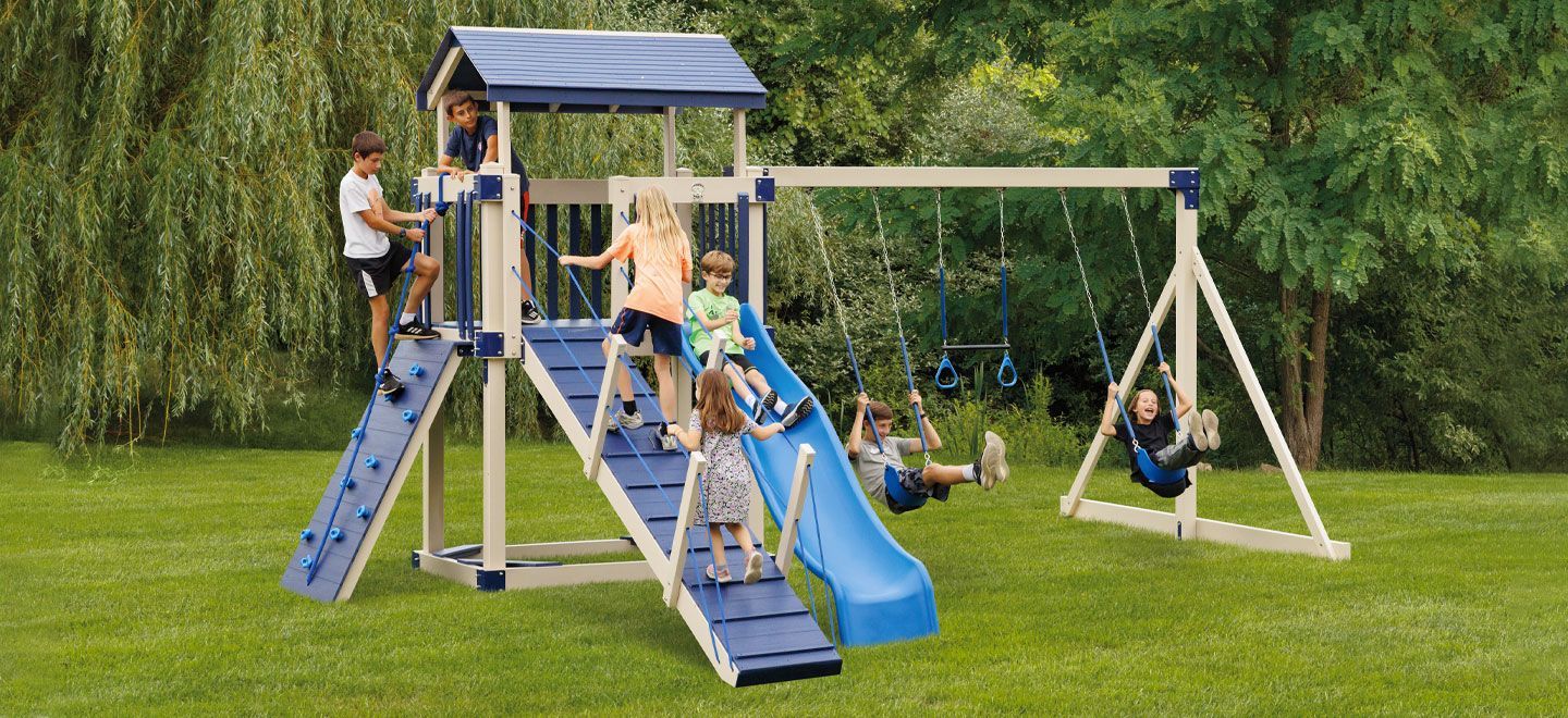 large kids playset with slide