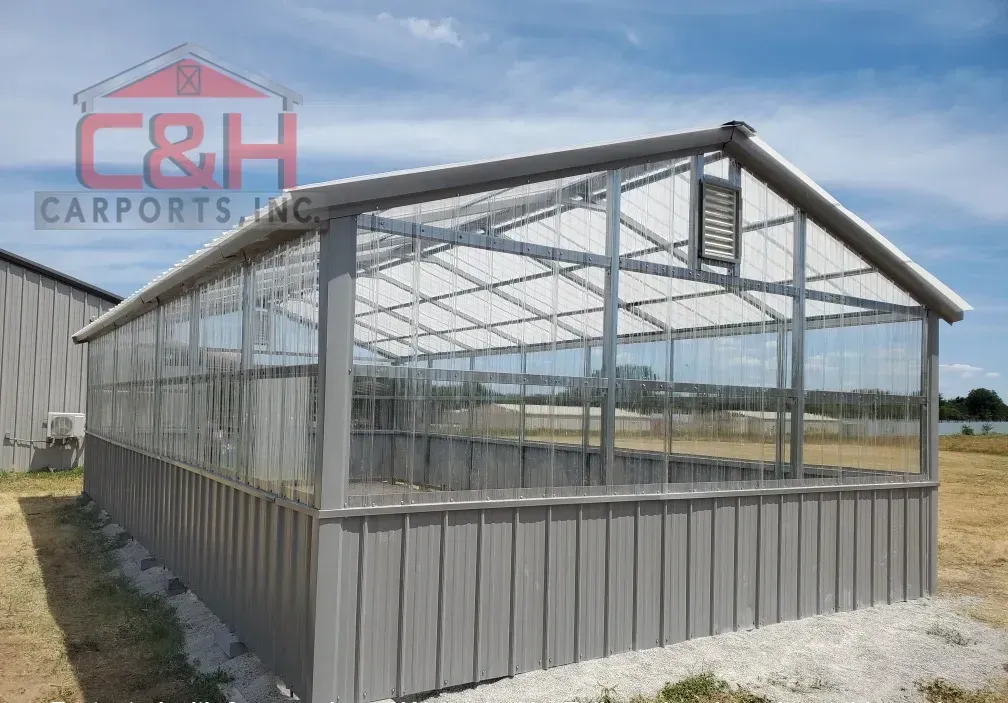 large gray greenhouse