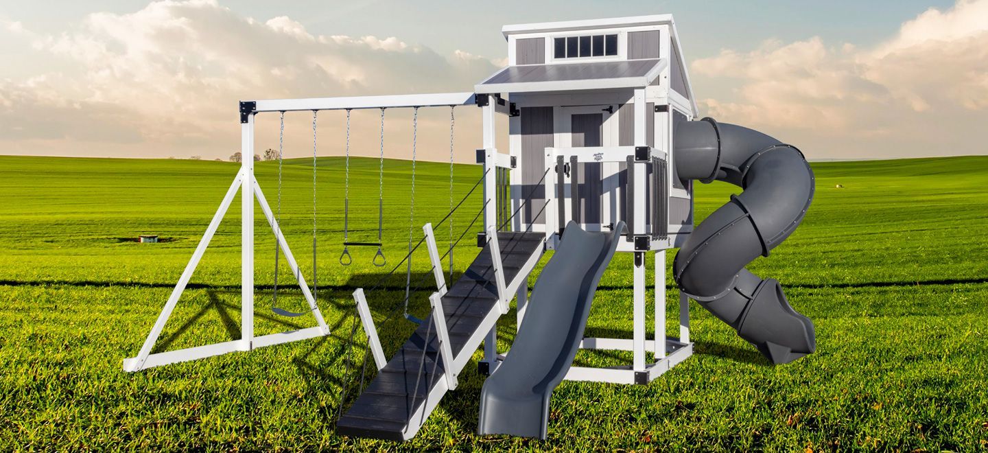 large kids playset with slide