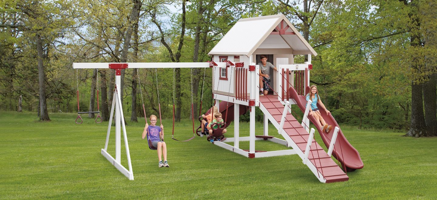 large kids playset with slide