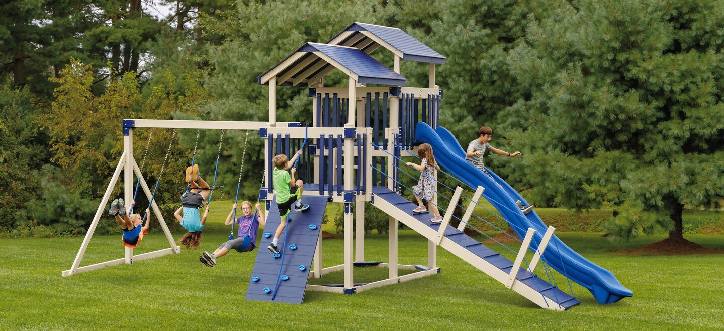 large kids playset with slide