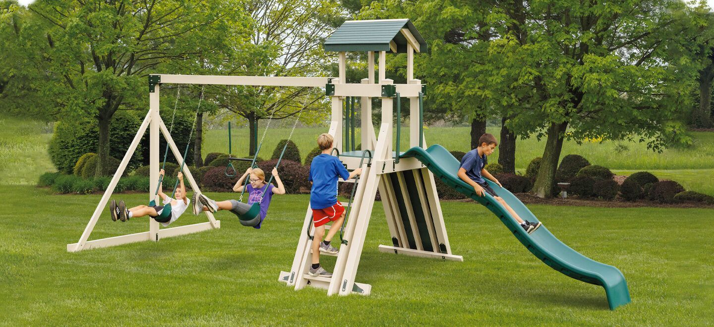 large kids playset with slide