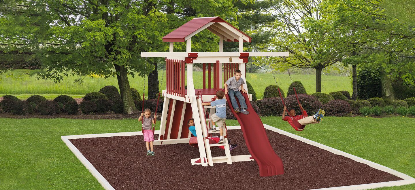large kids playset with slide