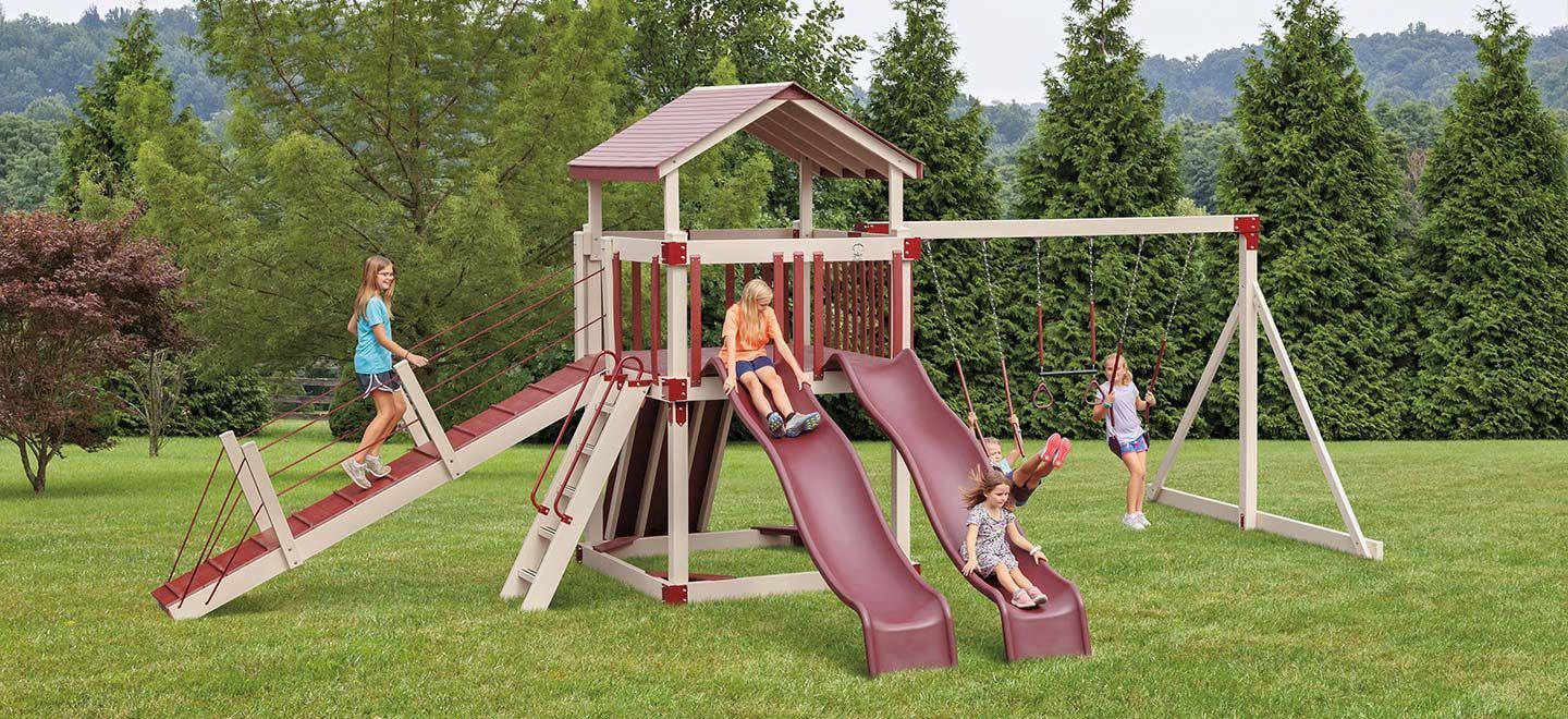 large kids playset with slide