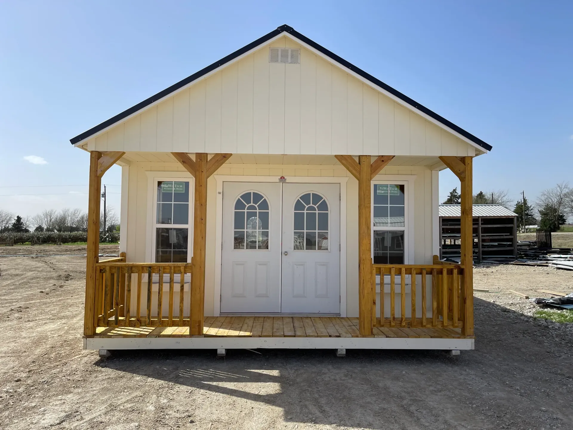 double door cabin with porch
