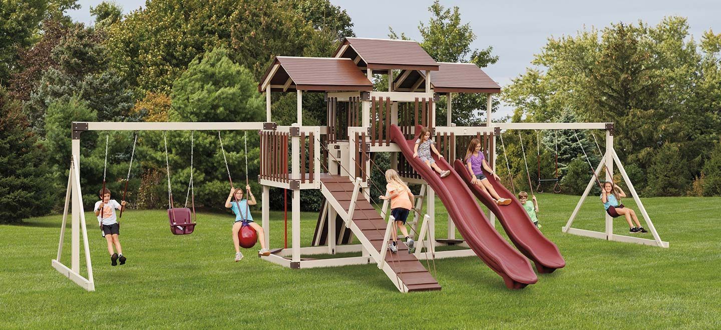 large kids playset with slide
