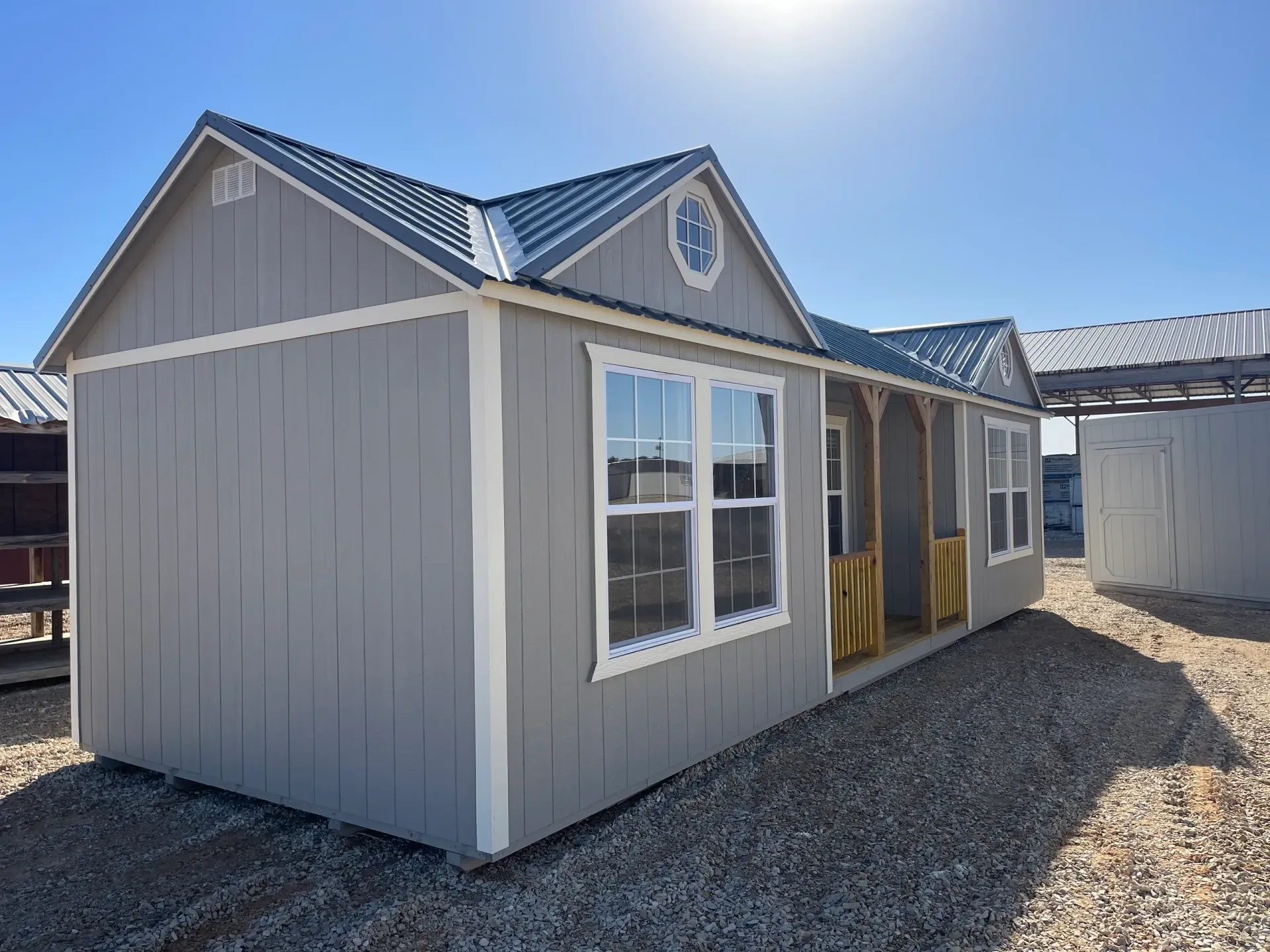 gray cabin with porch