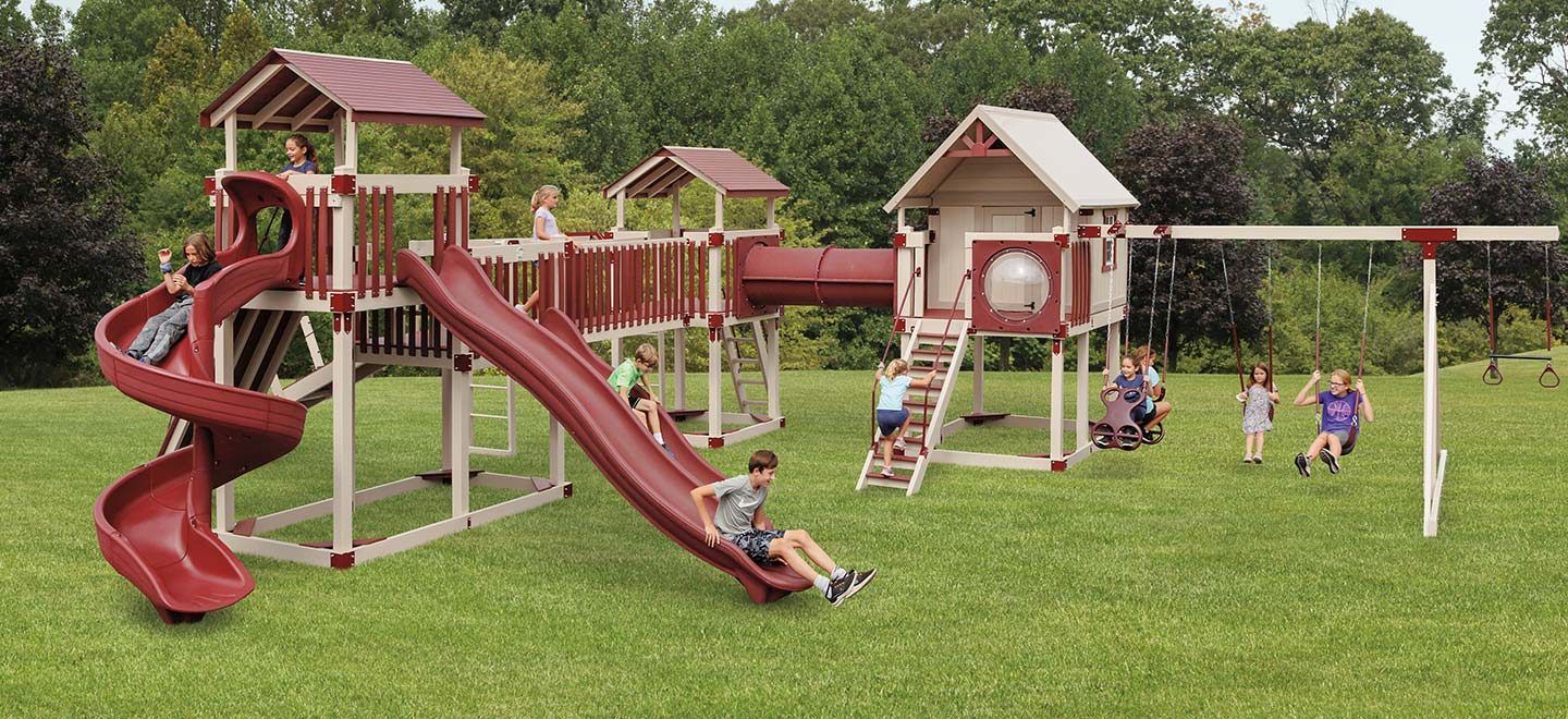 large kids playset with slide