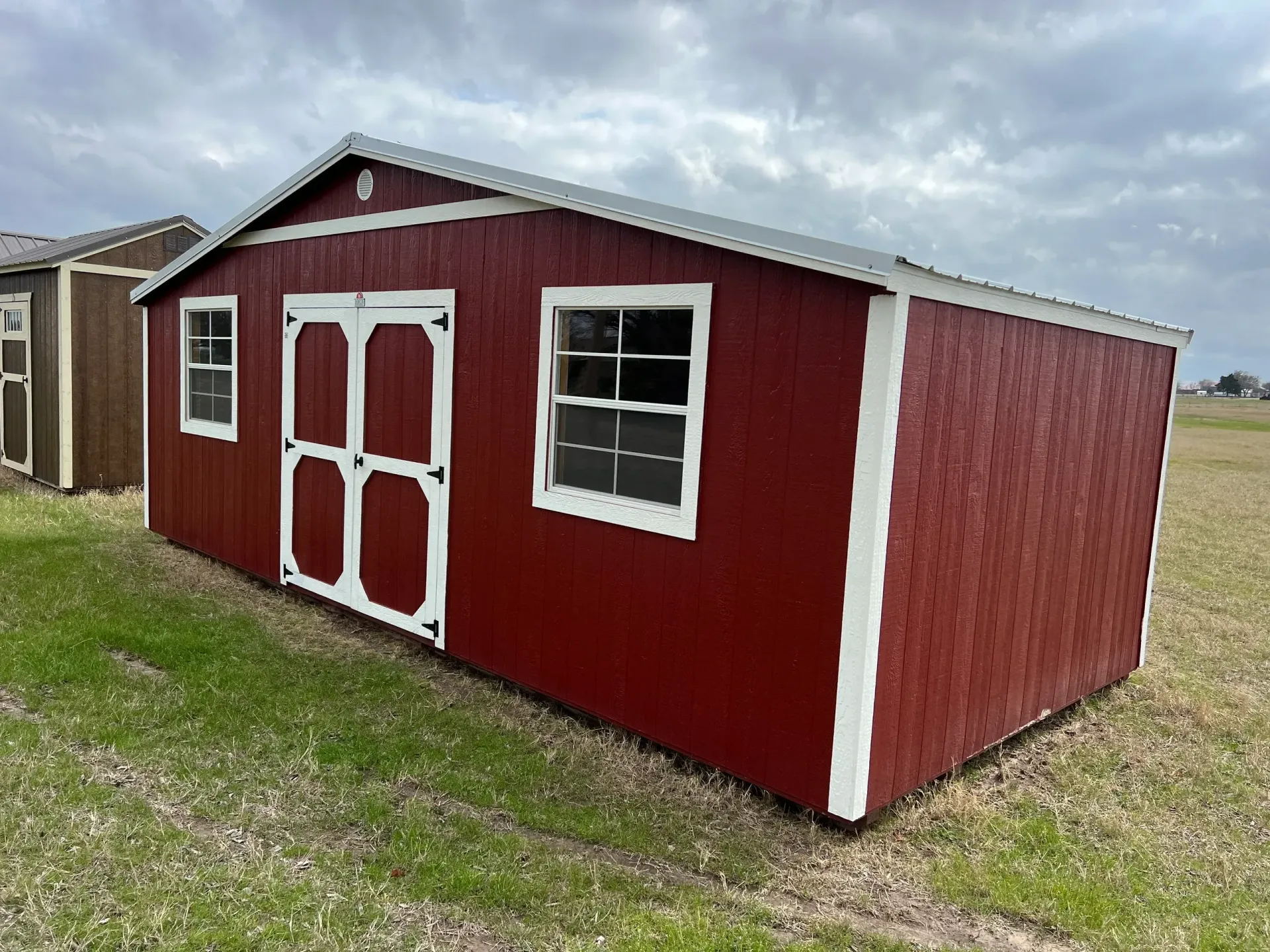 red shed with double door