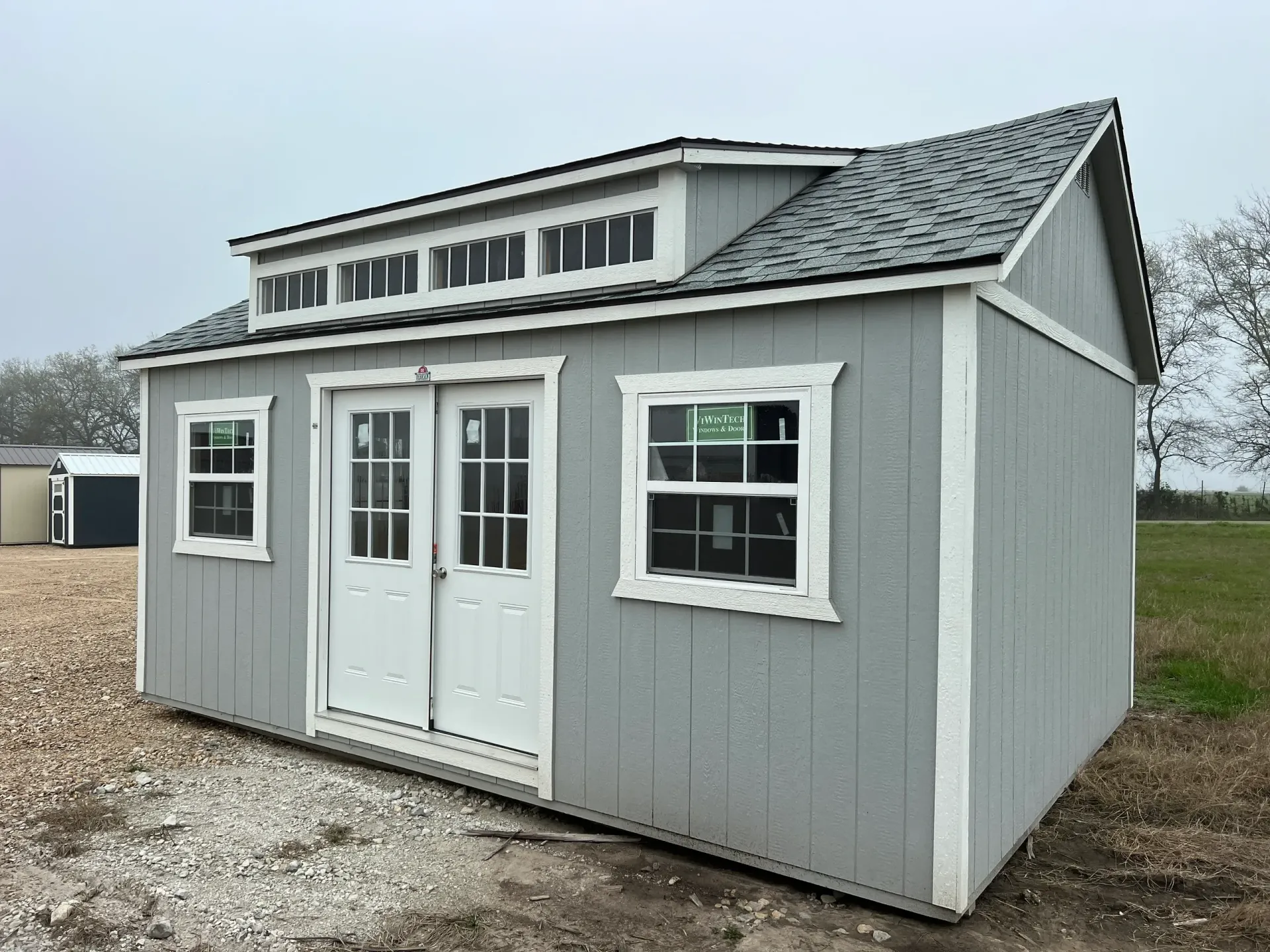 double door grey shed