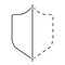 Shield icon, left side solid, right side dashed, representing protection or security.