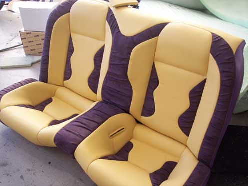 yellow and purple car seats