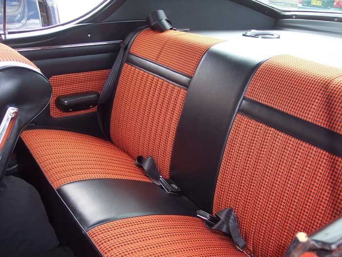 orange leather bench
