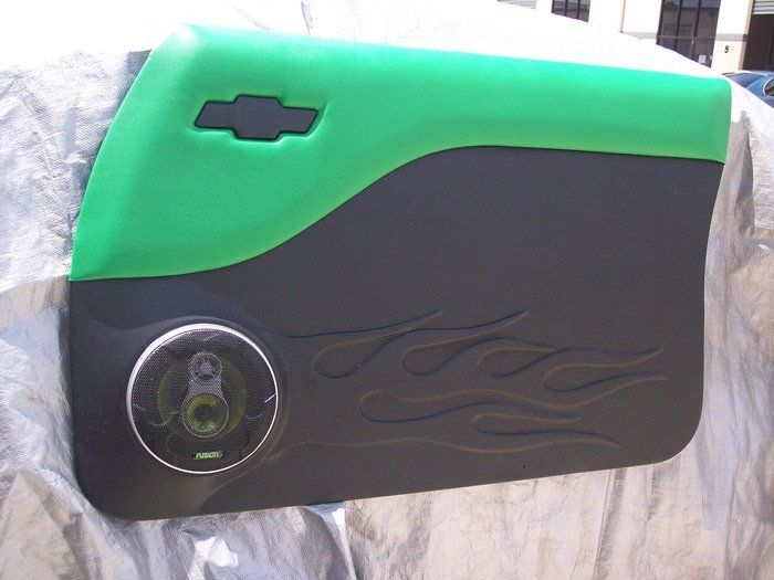 green chevy custom door panel