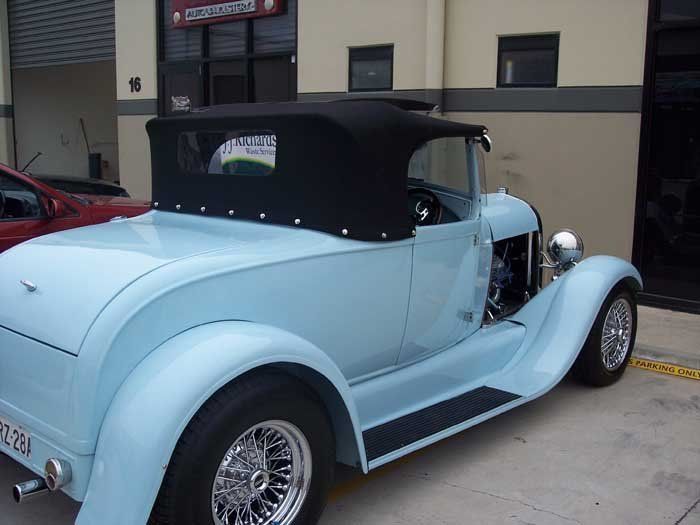vintage light blue car