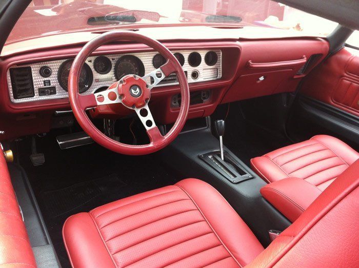 red leather steering wheel