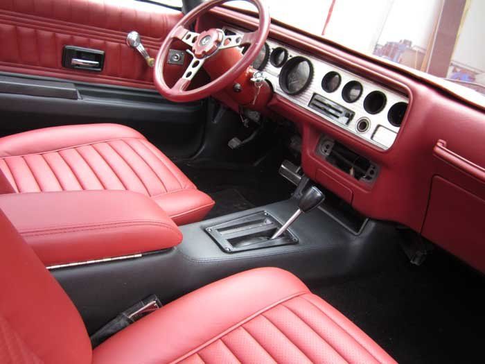 red leather console
